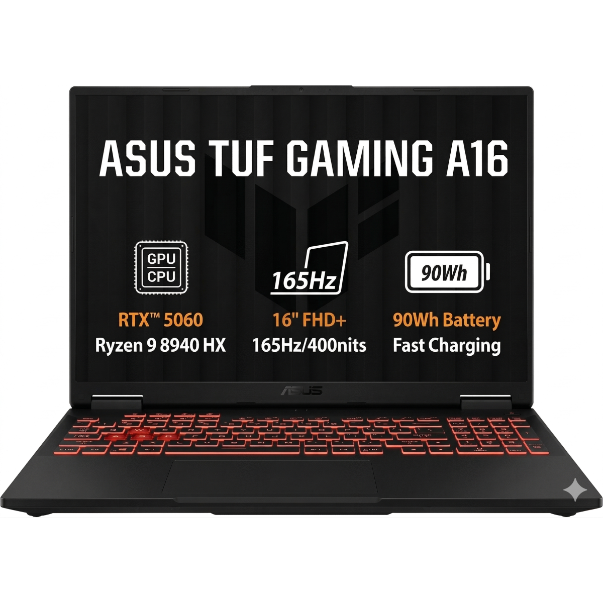 ASUS TUF Gaming A16 (2025) FA608PM NEW AMD Ryzen 9 8940HX 16-Cores w/ Nvidia RTX 5060 8GB DDR7 & 165Hz IPS Display - Jaeger Gray