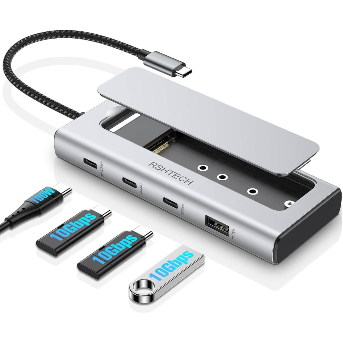 RSHTECH 5 in 1 USB Type C Hub with NVME M.2 SSD Enclosure