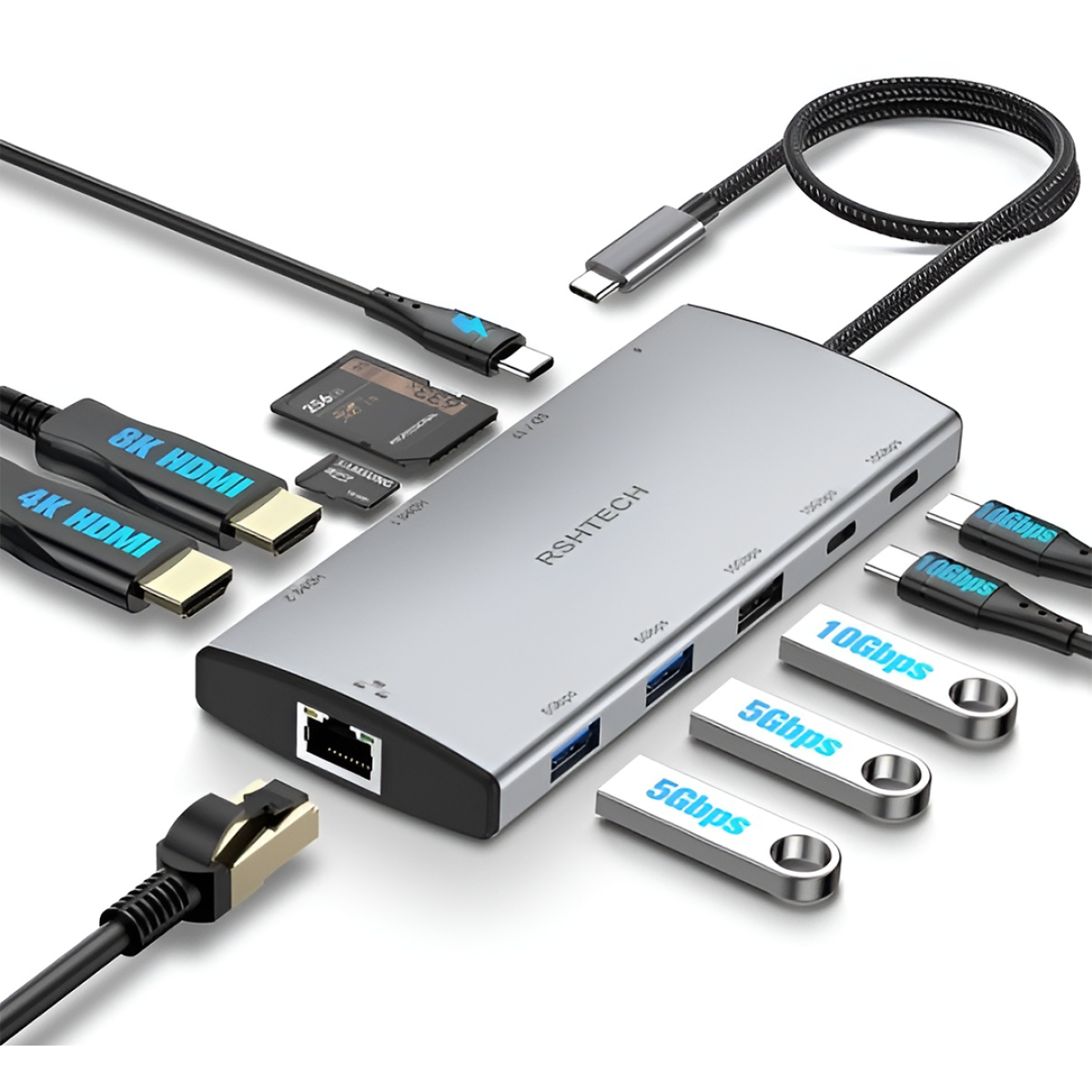RSHTECH RSH-T11H 11-in-1 USB C Hub Multiport Adapte