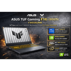 ASUS TUF Gaming F16 (2025) FX608JMR 14Gen Intel Core i7 14650HX 16-Cores w/ Nvidia RTX 5060 8GB DDR7 & IPS 165Hz Display - Gray