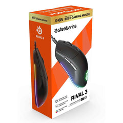 Steelseries Rival 3 Mouse 8,500 Cpi Truemove Core Optical Sensor 6 Programmable Buttons Split Trigger Buttons Brilliant Prism Rgb Lighting Ergonomic Black