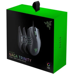 Razer Naga Trinity Wired Gaming Mouse 16K DPI Optical Mechanical Switch Chroma RGB Lighting w- 9 - 14 - 19 Programmable Buttons-Black - RZ01-02410100-R3M1 - - CompuMe