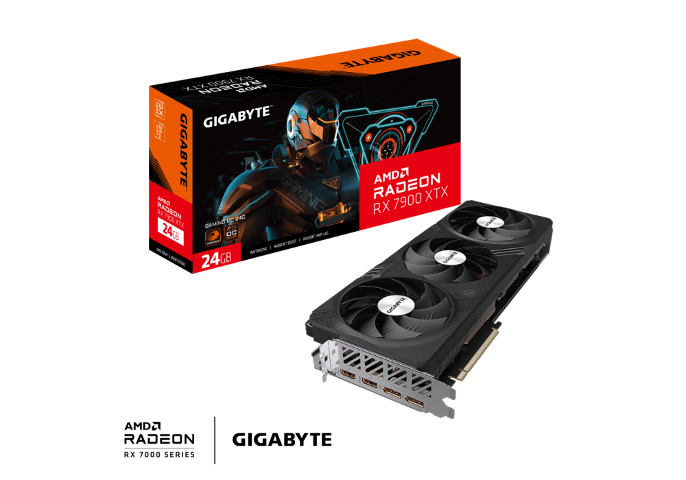 GIGABYTE AMD Radeon RX 7900 XTX GAMING OC, Integrated with 24GB GDDR6 384-bit memory interface, WINDFORCE Cooling System, RGB Fusion, Dual BIOS, w/ Anti-sag bracket