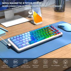 REDRAGON NOVA K709 HE Rapid Trigger Gaming Keyboard (Transparent Blue Keycaps)