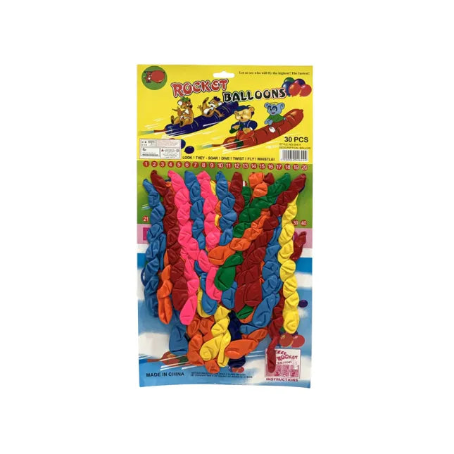 Rocket Balloons Multi Colors, Pack of 40