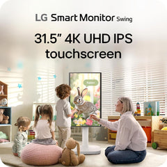 LG 32U889SA Smart Monitor Swing 32" IPS 4K UHD HDR10 Touchscreen on a Fully Adjustable Wheeled Base , webOS, Built-in Speaker, HDMI, USB Type-C, Tilt/Height/Swivel/Pivot Stand, White