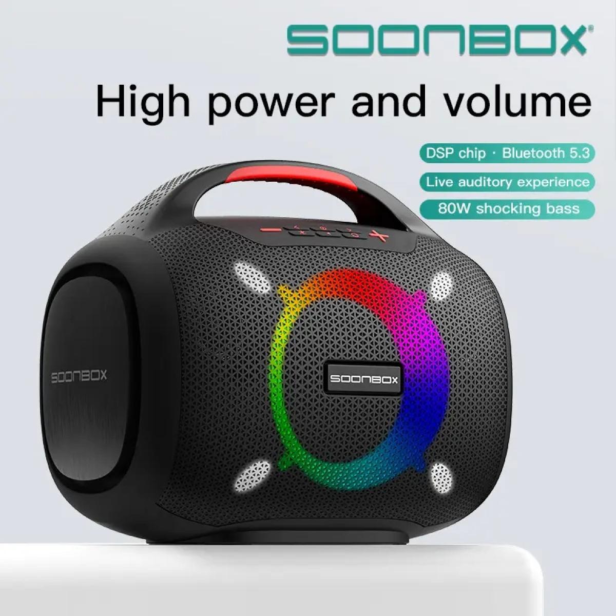 Soonbox S6300 Stereo Bluetooth High Power Party Box Waterproof Outdoor 80w Wireless Speaker Portable Audio System Sound Speakers Black