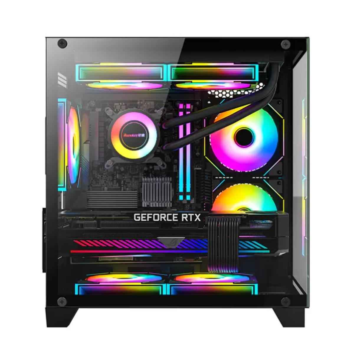 Huntkey S900 Sandstorm Full view Empty PC Case without Fans -Black