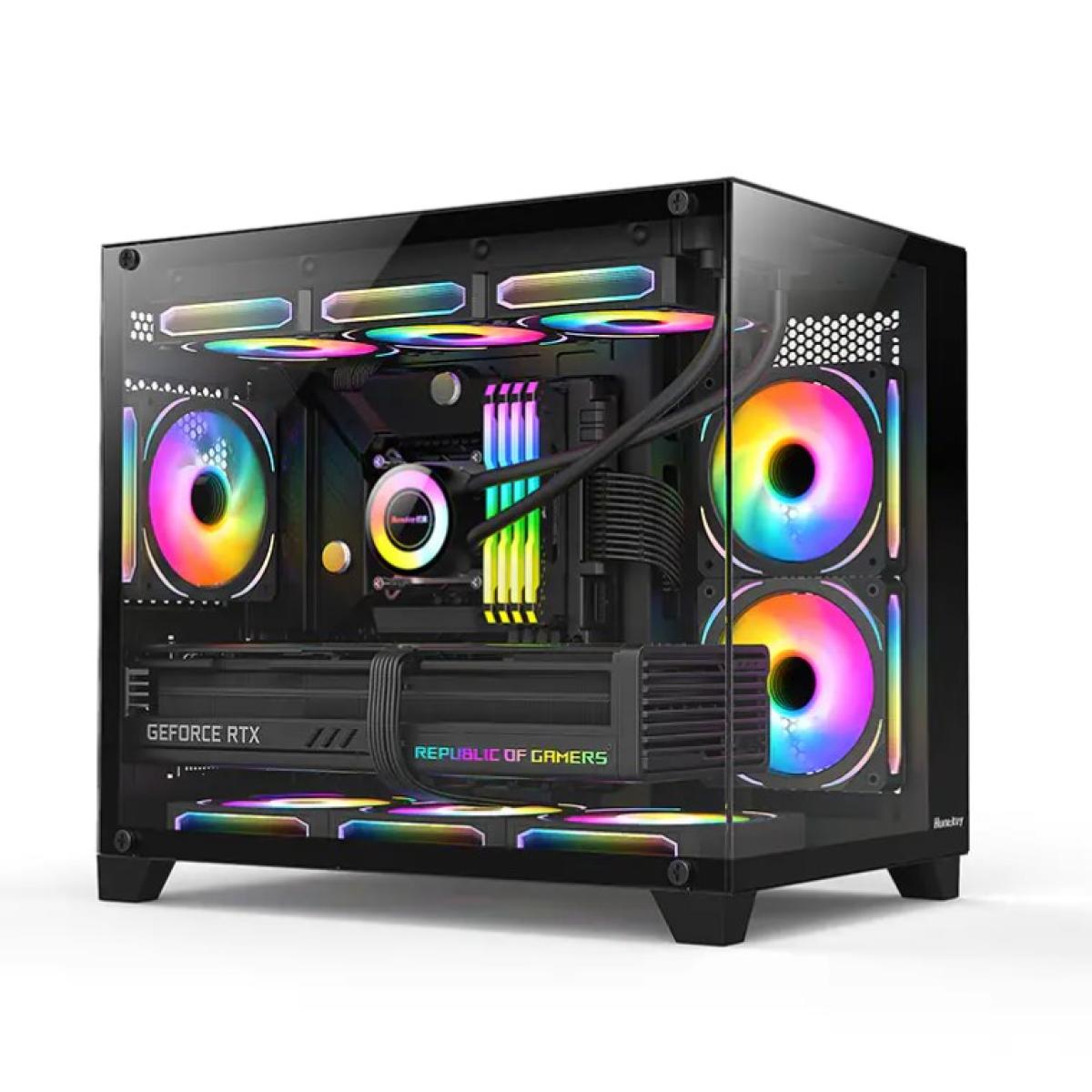 Huntkey S960 StormX Full View Empty PC Case without Fans -Black
