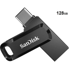 SanDisk 128GB Ultra Dual Drive Go 2-in-1 Flash Drive, 128GB Capacity, Type-A and Type-C Connectors, USB 3.2 Gen 1, 400 MB/s Max Read Speed, Swivel Cover with Keyring Hole, Black