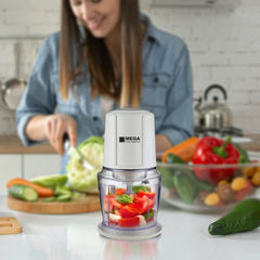 Mega Mini Chopper, 0.8Lit, 300Watts, White - HM-12
