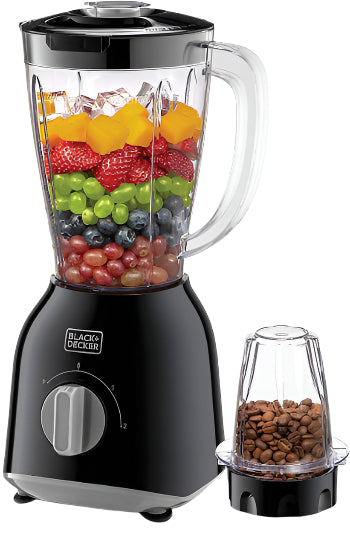 Black + Decker Blender with Grinder & Extra Jar, 400Watts, Black - BX365J-B5