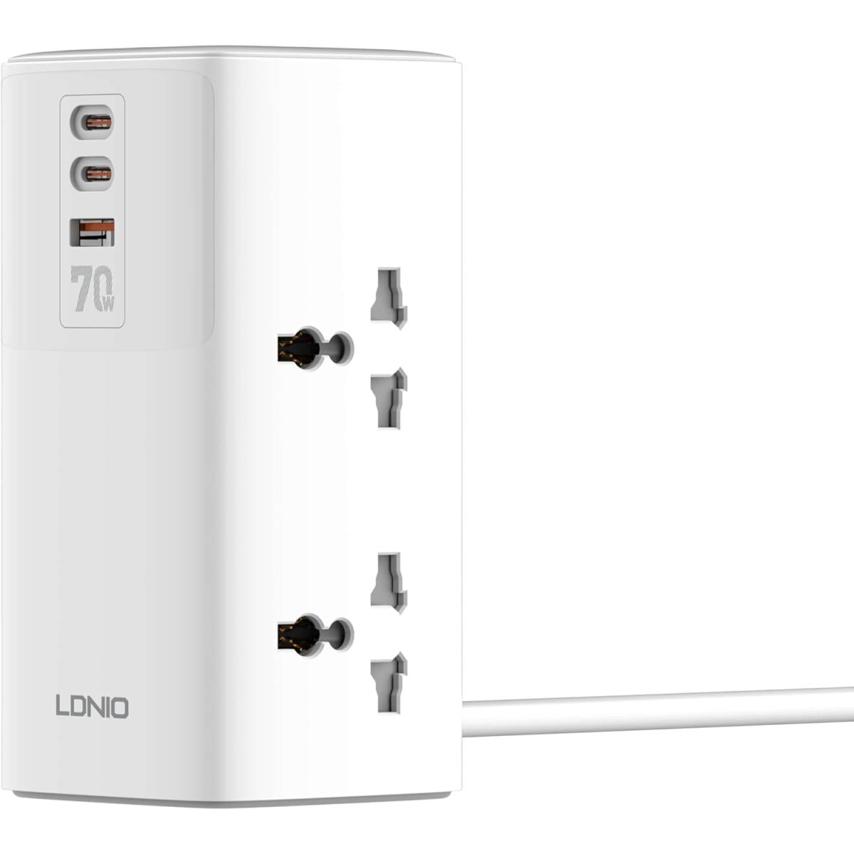 LDNIO SC4383 2USB-C+USB-A Power Strips 2500W Tower Extension Power Socket with 70W USB Ports for Phone Charger EU US UK Plug - White LDNIO SC4383 2USB-C+USB-A Power Strips 2500W Tower Extension Power Socket with 70W USB Ports for Phone Charger EU US UK Plug - White