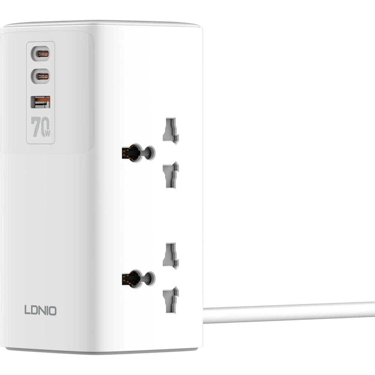LDNIO SC4383 2USB - C+USB - A Power Strips 2500W Tower Extension Power Socket with 70W USB Ports for Phone Charger EU US UK Plug - White