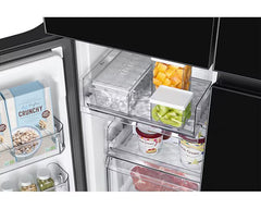 Samsung BESPOKE T Style Side by Side Refrigerator, 602Lit, Black Glass French Door - RF65DB90B022LV