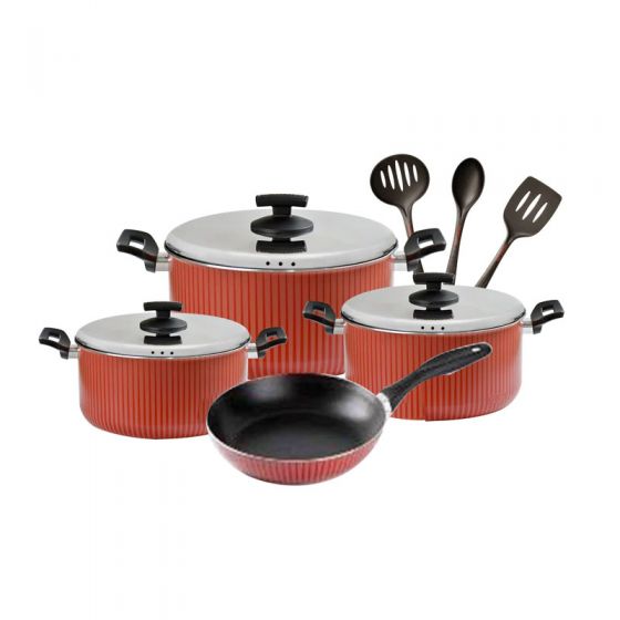 Newflon Cooking Set 11 Pcs (Pots 20+24+28 Cm) & Fry Pan 22Cm - 6285827005566