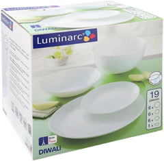 Luminarc Temp DIWALI, 19Pcs Dinner Set, White - P6006