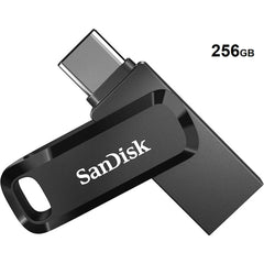 SanDisk 256GB Ultra Dual Drive Go 2-in-1 Flash Drive, 256GB Capacity, Type-A and Type-C Conneors, USB 3.2 Gen 1, 400 MB/s Max Read Speed, Swivel Cover with Keyring Hole, Black