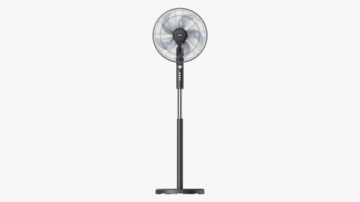 Sona Stand Fan Black 16 Insh 3 Speeds 5 Blades Blck Color with Timer