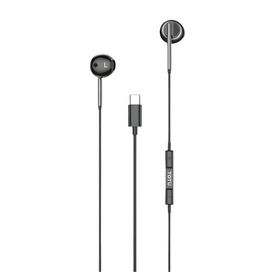 Totu Wired Headphones, Type-C, Black - EP-1-T