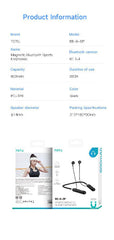 Totu Earphones Magnetic Bluetooth Sports, Black - BE-6-SP