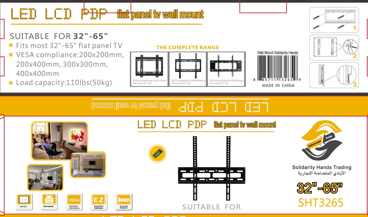 Solidarity Tv Bracket Vesa Plasma Wall Mount / 32 - 65 - SHT3265