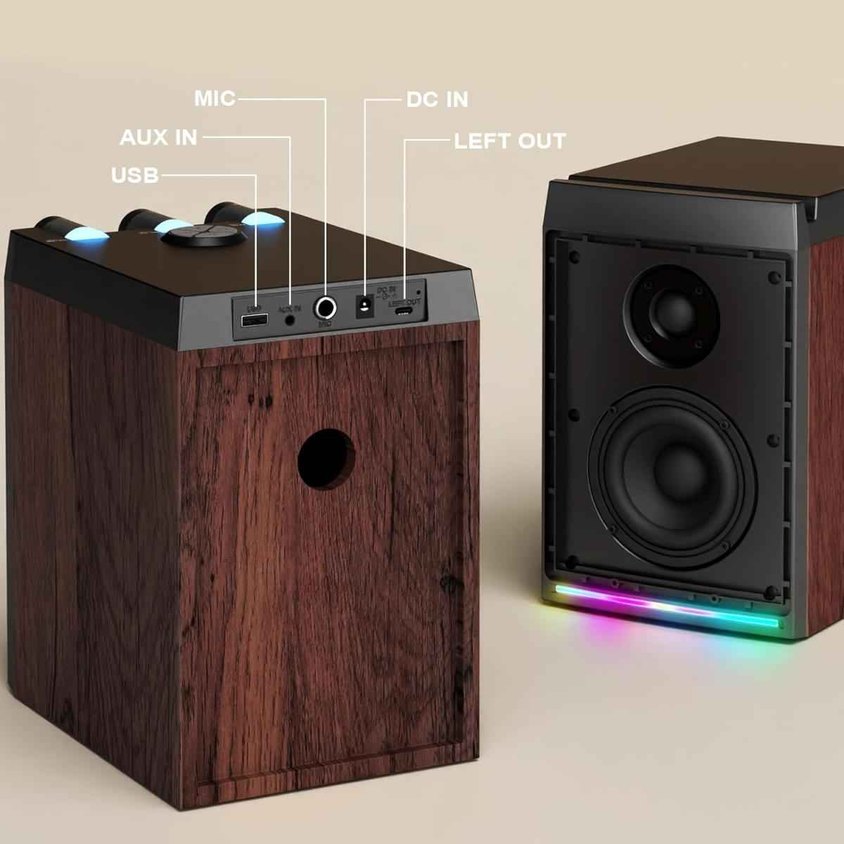 HPYLIFAll.H in One SL-70 Wireless RGB Bookshelf Speakers with Remote 50W