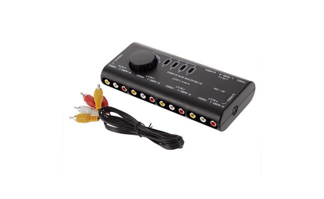 4 In 1 Out Audio Video Signal Switcher Splitter Selector Av Rca Switch Box - CompuMe