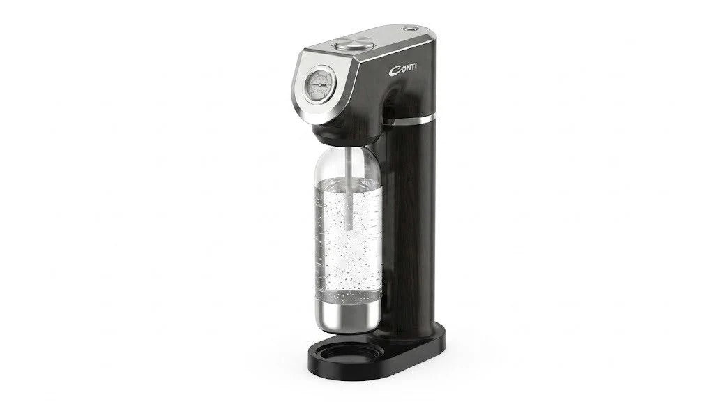 Conti Soda Maker 1L with 60L Gas Cylinder, Adjustable Pressure, Black