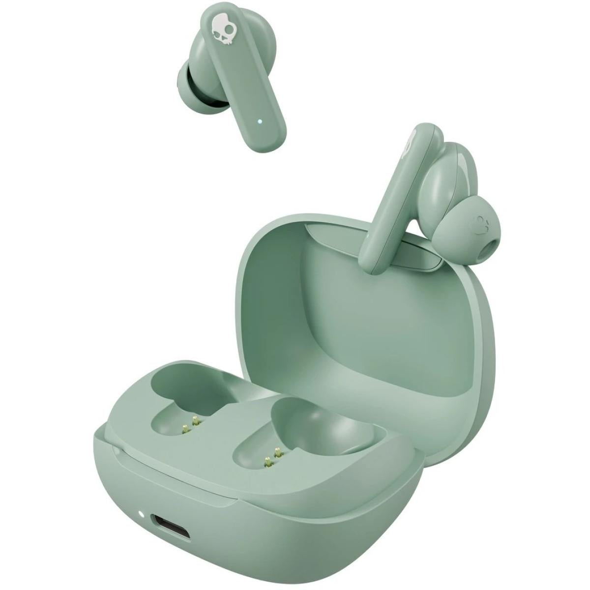 Skullcandy Smokin Buds Wireless Earbuds, Bluetooth Headphones, Noise Isolating Fit, Up To 20 Hours Battery, Ipx4 Sweat And Water Resistant, Microphone For Iphone Android Preppy Sage