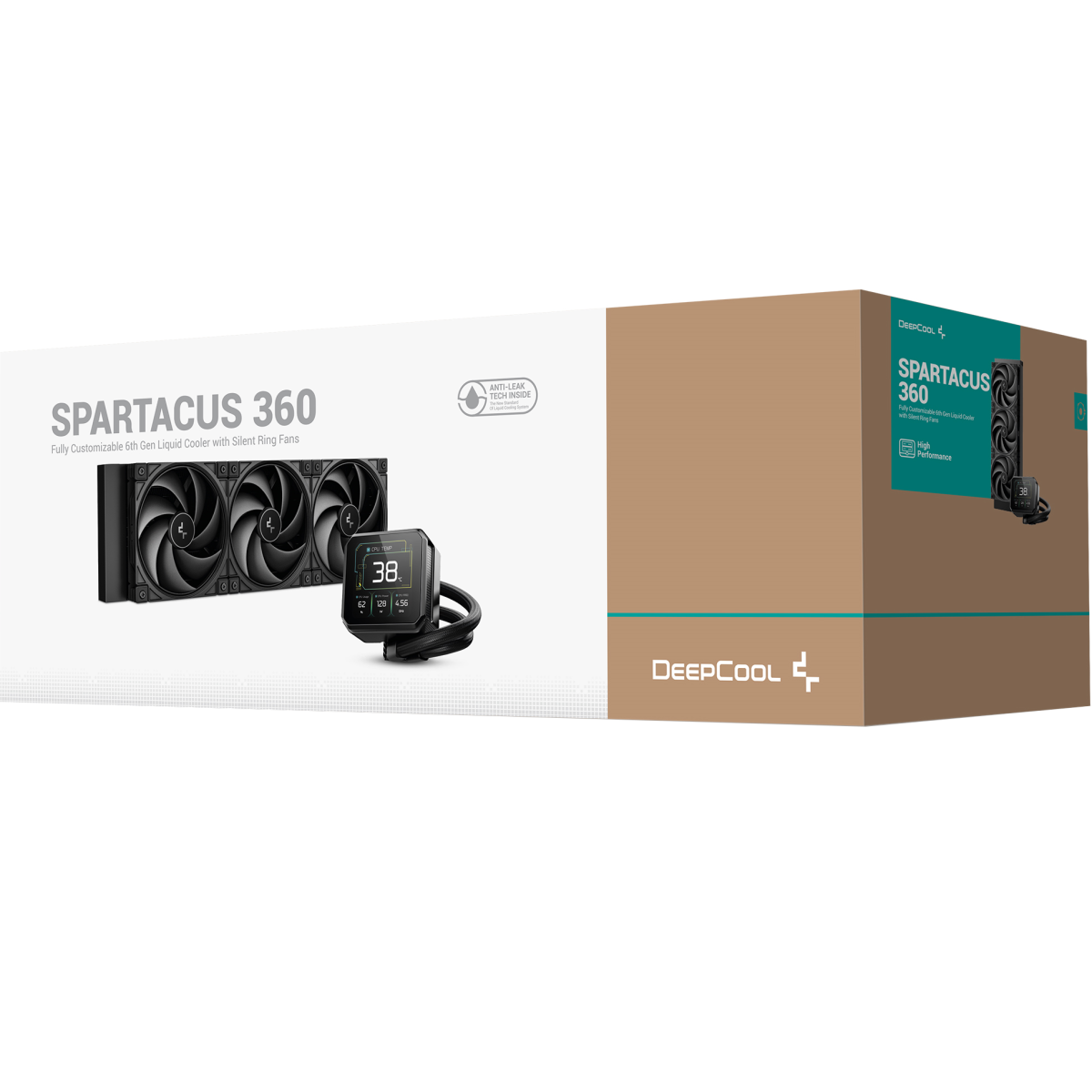 DeepCool SPARTACUS 360 LCD Liquid Cooler 360mm 6th Gen Pump 3400RPM 3.4" 640x480 TFT LCD Screen 2500 RPM Fan Speed 79.89 CFM Fan Airflow , Black