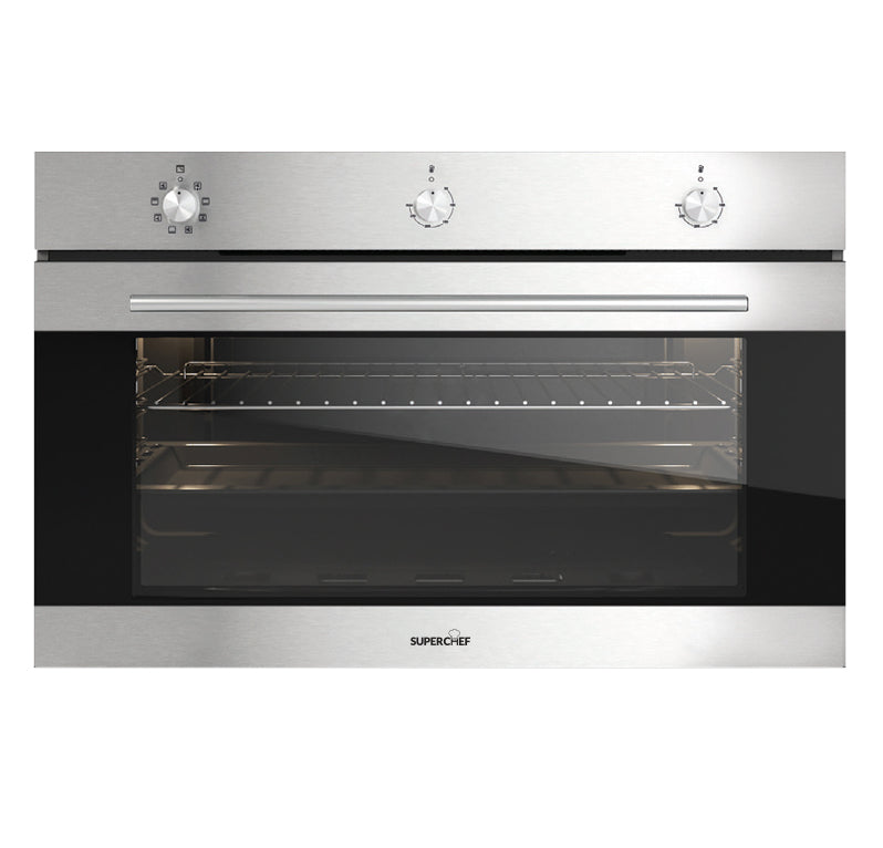Super Chef Gas Oven 120L 90cm Steel with Cooling and Distribution Fan (SPBO4-GGTF-912X)