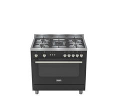 Ignis Oven 90Cm, 5 Burners, Surface height 4Cm, Large Cooking Area, Full Glass Door, Black - GPD194F2LB