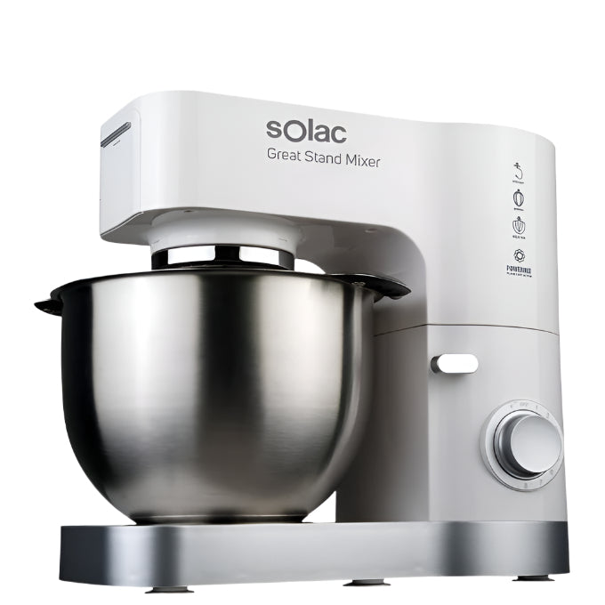 Solac Stand Mixer,5Lit, 1200Watts, Stainless Steel Pol, White - GREAT STAND MIXER 1200