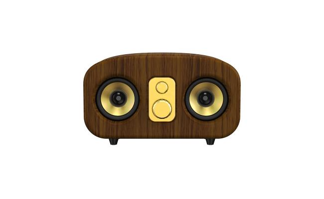 E 3401 Walnut Wood Grain Metal Bluetooth Speaker