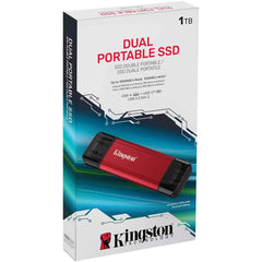 Kingston Dual Portable SSD (1TB) USB 3.2 Gen 2 (USB Type-A and Type-C) Portable External Solid State Drive (SSD) Up to Up to 1,050MB/s Read, 950MB/s Write | SPSD/1TB |