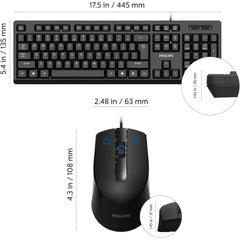 Philips MK234 USB Keyboard and Mouse Combo- Black