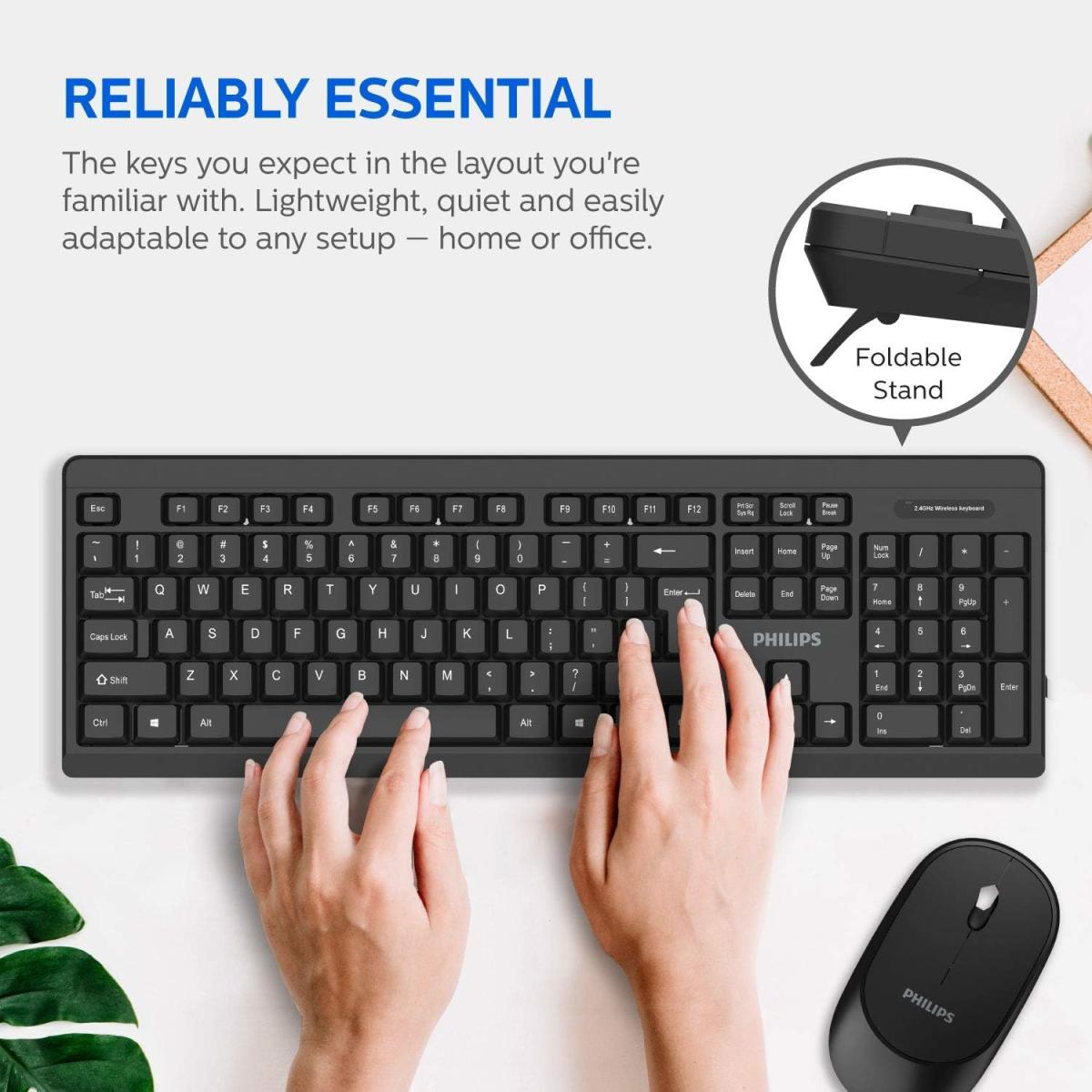 Philips MK324 wireless keyboard and mouse combo for computer setup