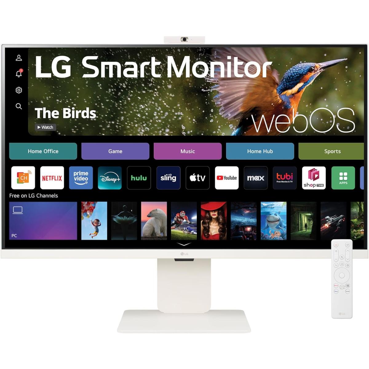LG 32SR85U-W 32" Smart IPS 4K UHD webOS 23, USB Type-C 90W PD, Built-in FHD Webcam & Speaker, HDR 10, AirPlay 2, Screen Share, Bluetooth, White