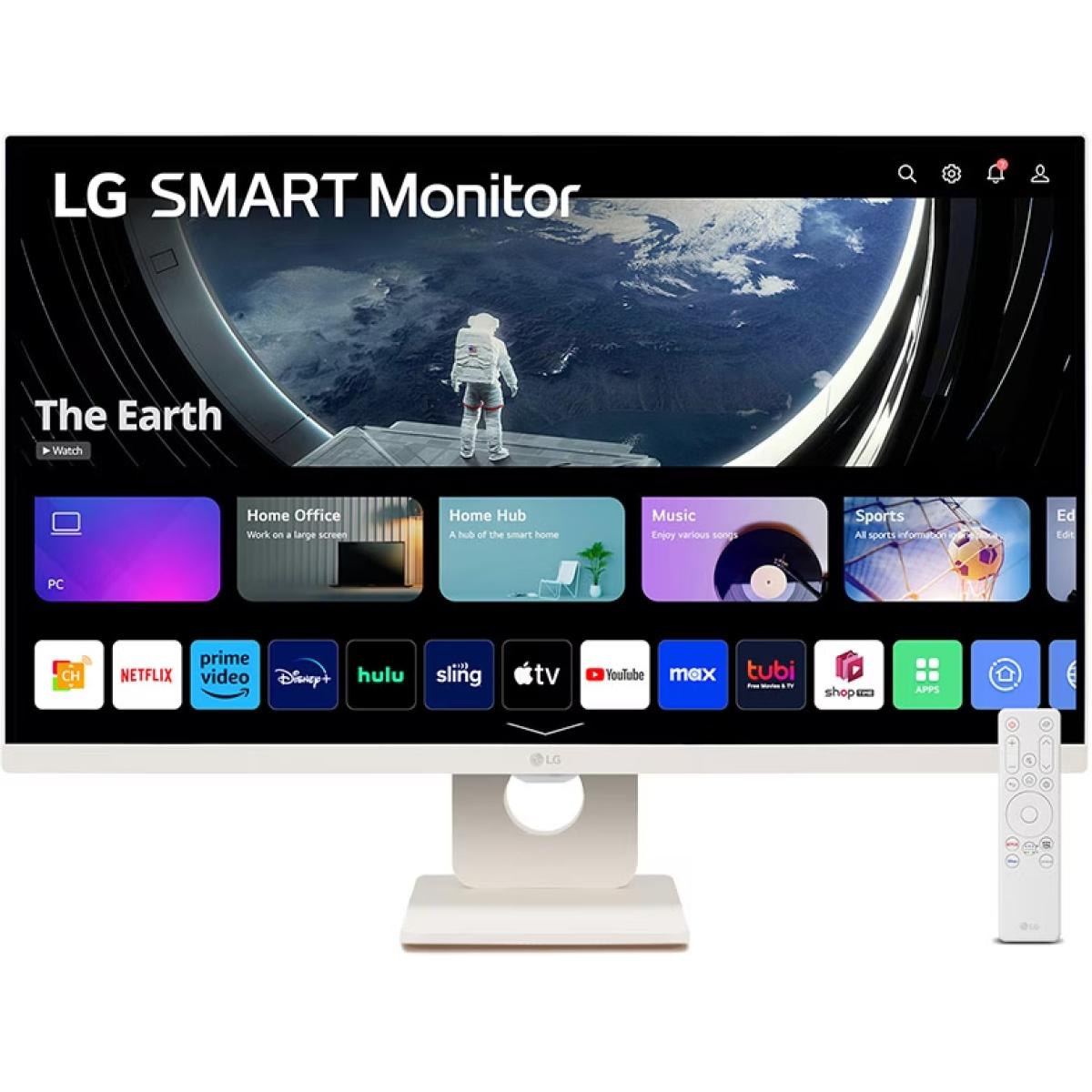 LG 25SR50F (2023) 25" Smart IPS Full HD webOS 23 HDR10 Airplay 2 Screen Share Bluetooth 5Wx2 Stereo SpeakerTilt Stand HDMI & USB - White