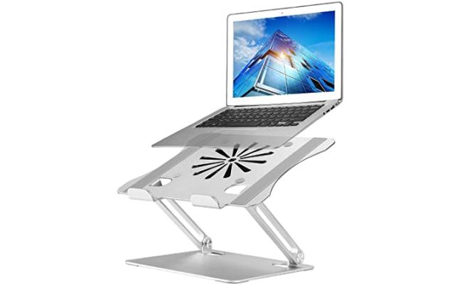 Adjustable Laptop Stand F66 With Cooling Fan, Aluminum Alloy Multi Angle Computer Holder For Desk