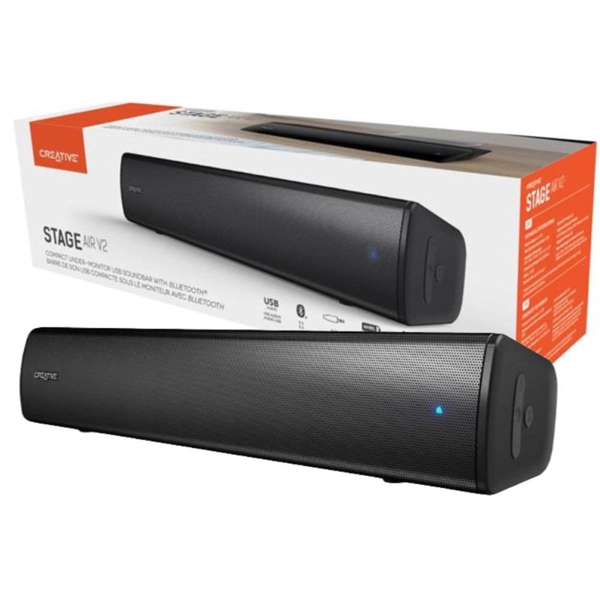 Creative Stage Air V2 Usb Soundbar 6 Hours Battery Bluetooth 5.3 Dual Driver & Passive Radiator Compatible With Nintendo & Ps5 - CompuMe