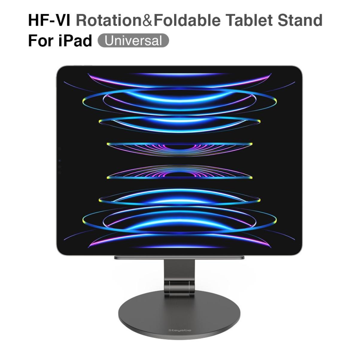 Unknown STOYOBE HF - V Desktop Folding Tablet Stand Aluminum Alloy 360 - Degree Rotating Holder for iPad - Space Gray