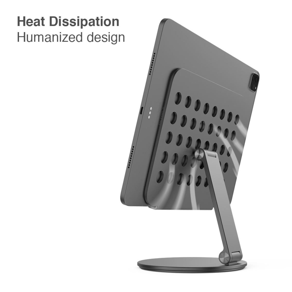 Unknown STOYOBE HF - V Desktop Folding Tablet Stand Aluminum Alloy 360 - Degree Rotating Holder for iPad - Space Gray