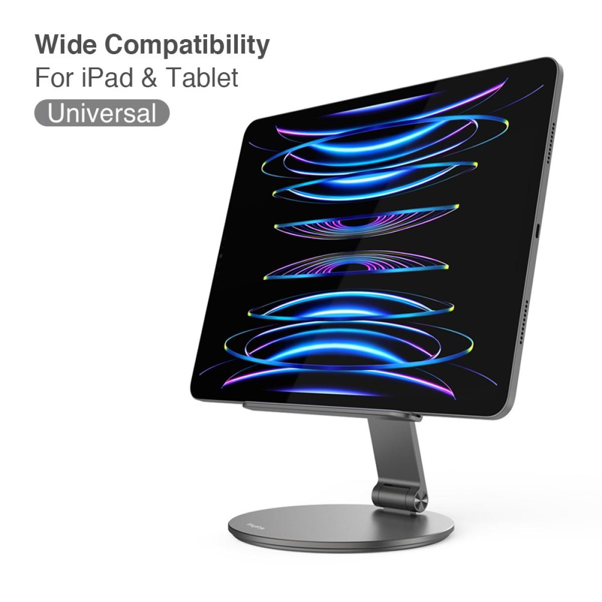 Unknown STOYOBE HF - V Desktop Folding Tablet Stand Aluminum Alloy 360 - Degree Rotating Holder for iPad - Space Gray