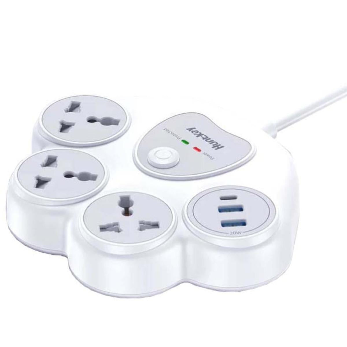 Huntkey SZN307C (Charge Station F20) 3*AC outlets,2*USB-A ports,1*USB-C ports | Surge Prote 1.5M - White