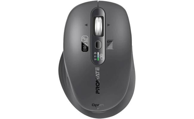 Promate Samotri Wireless Mouse, 3200dpi Adjustable Resolution, Silent Operation, Smart Flying Scroll Wheel, 4 Way Navigation, Os Auto Recognition, Tri Conneivity, Bluetooth 5.0, Black Promate Samotri Wireless Mouse, 3200dpi Adjustable Resolution, Silent Operation, Smart Flying Scroll Wheel, 4 Way Navigation, Os Auto Recognition, Tri Conneivity, Bluetooth 5.0, Black