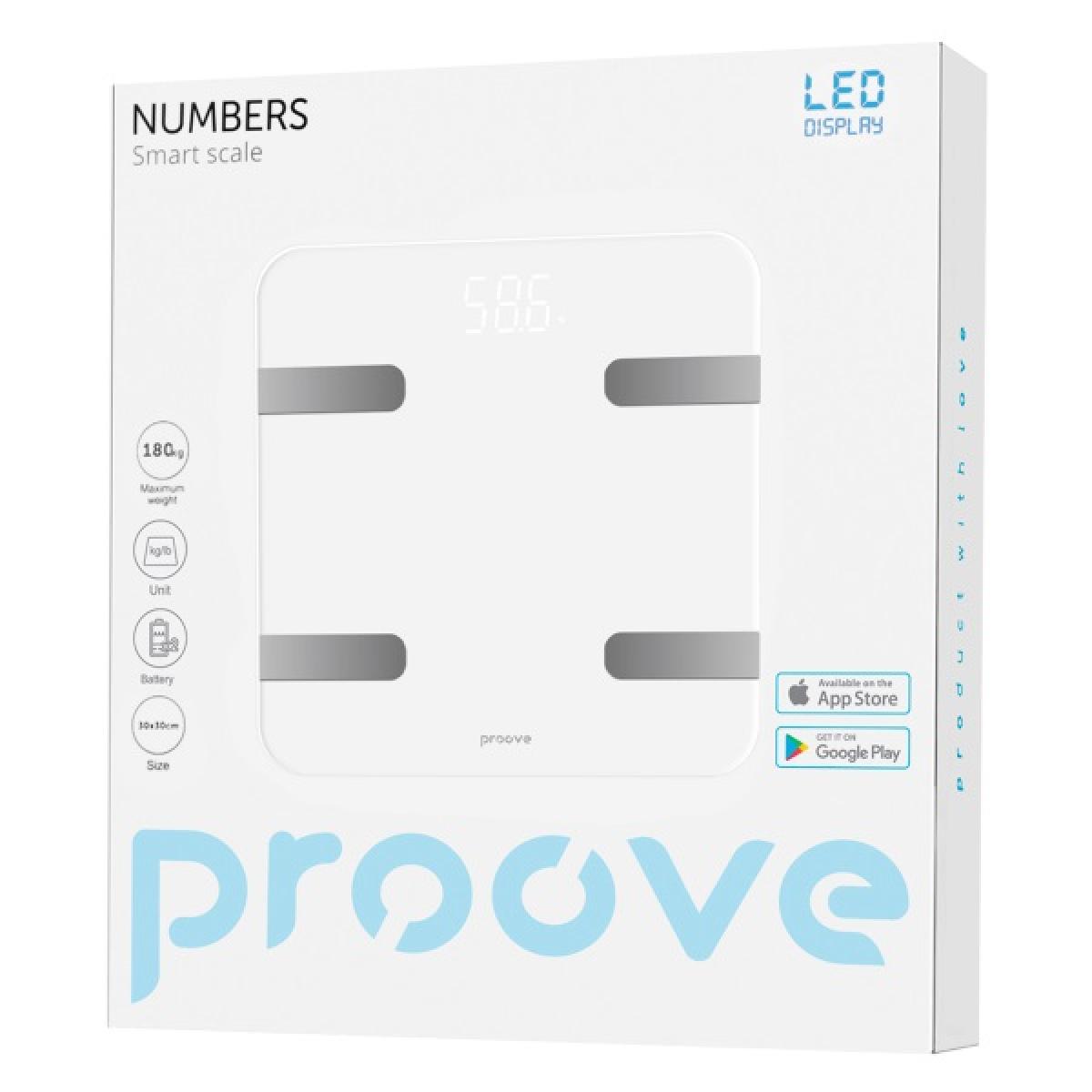 Proove Numbers Smart Scale Bluetooth Conneions White Proove Numbers Smart Scale Bluetooth Conneions White