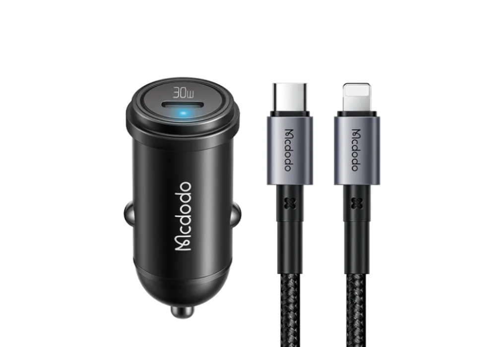 Mcdodo CC-7492 30W 1C PD Fast Car Charger+ 36W C to Lighting Cable 1.2m