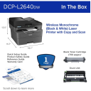 Brother DCP-L2640DW Wireless & Brother Mobile Connect App Mono Laser Multifunction 3-in-1 Automatic 2-sided (Duplex) Print & Document Feeder - Black